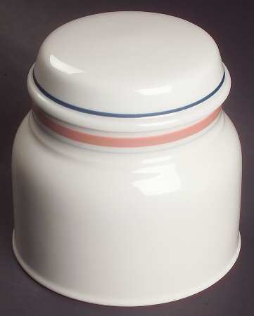 Dusty Rose Line Sugar Bowl & Lid