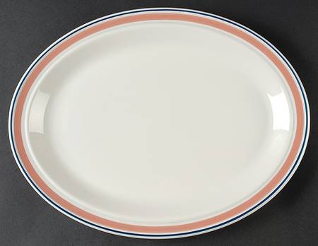 Dusty Rose Line 13" Oval Serving Platter