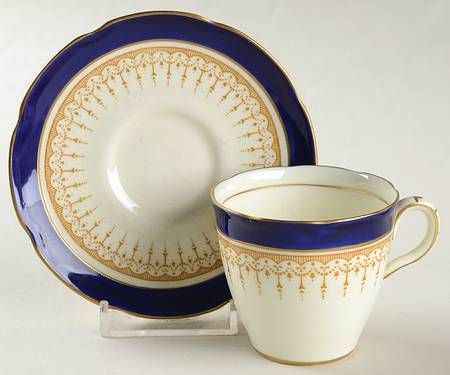 Duke of York Blue (No Rose Center) Flat Demitasse Cup & Saucer Set