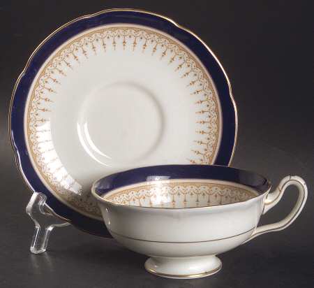 Duke of York Blue (No Rose Center) Footed Cup & Saucer Set