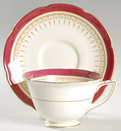 Duke of York Maroon (V1681, Scalloped) Footed Cup & Saucer Set