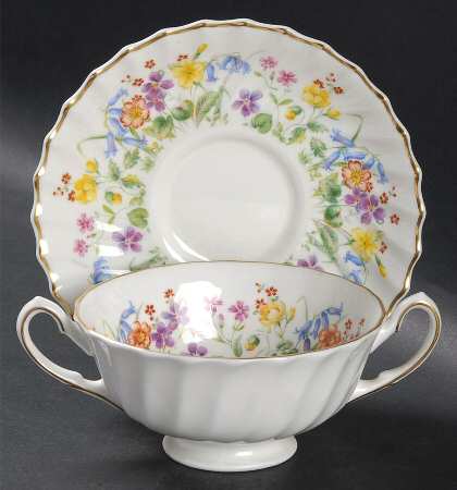 Easter Morn Footed Cream Soup Bowl & Saucer Set