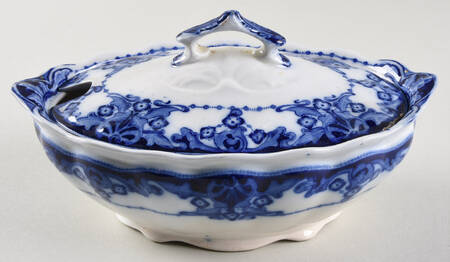 Egerton (Flow Blue) Sauce Boat & Lid