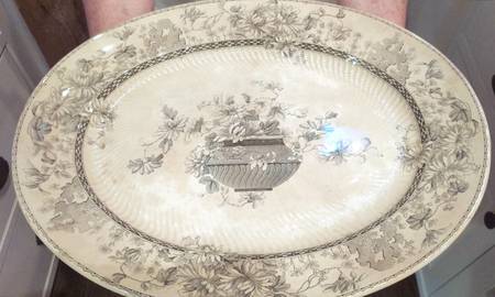 Elaine (Gray, Swirl) 12" Oval Serving Platter