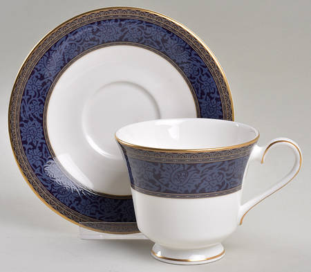 English Brocade Footed Cup & Saucer Set