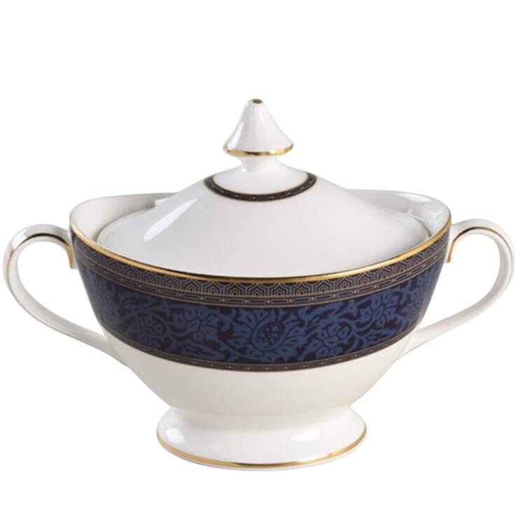 English Brocade Sugar Bowl & Lid