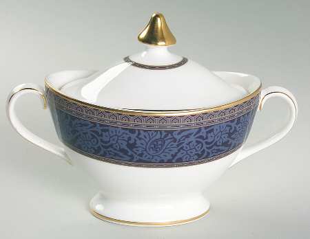 English Brocade Sugar Bowl & Lid