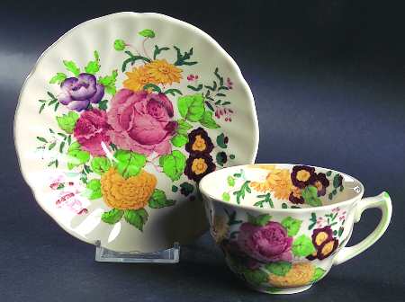 English Posey Flat Cup & Saucer Set