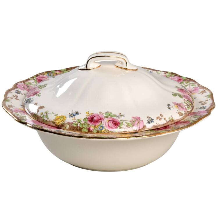 English Rose Round Covered Vegetable
