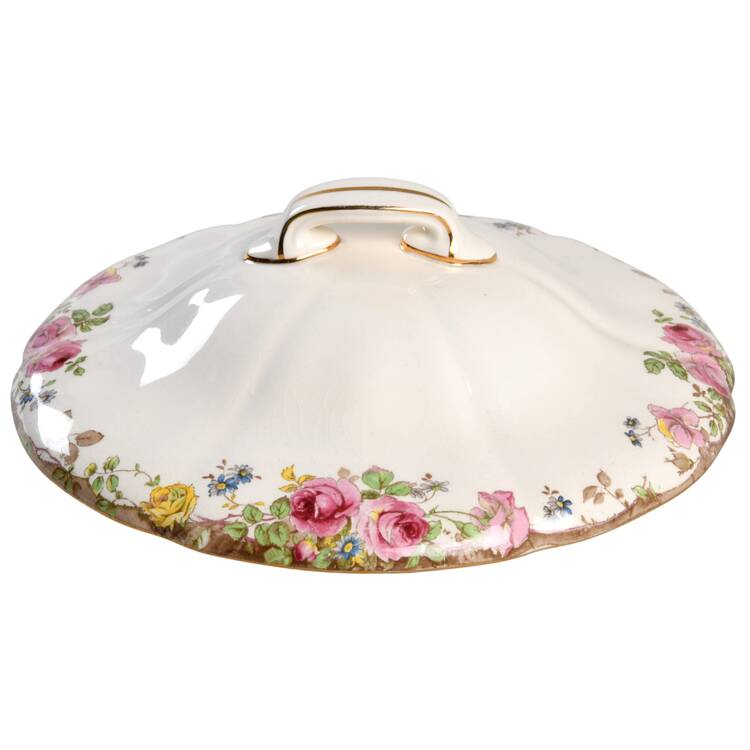 English Rose Lid for Round Vegetable