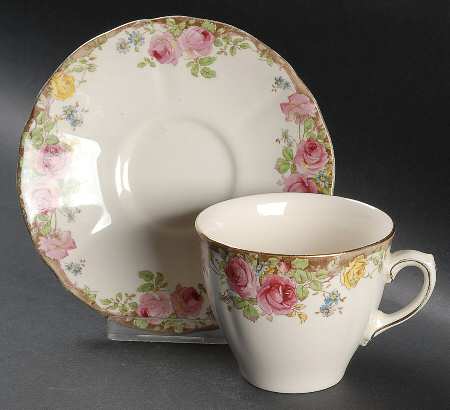 English Rose Flat Cup & Saucer Set