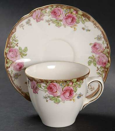 English Rose Flat Demitasse Cup & Saucer Set