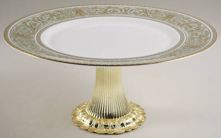English Renaissance Cake Stand with 4"-5" Metal Pedestal  Hc