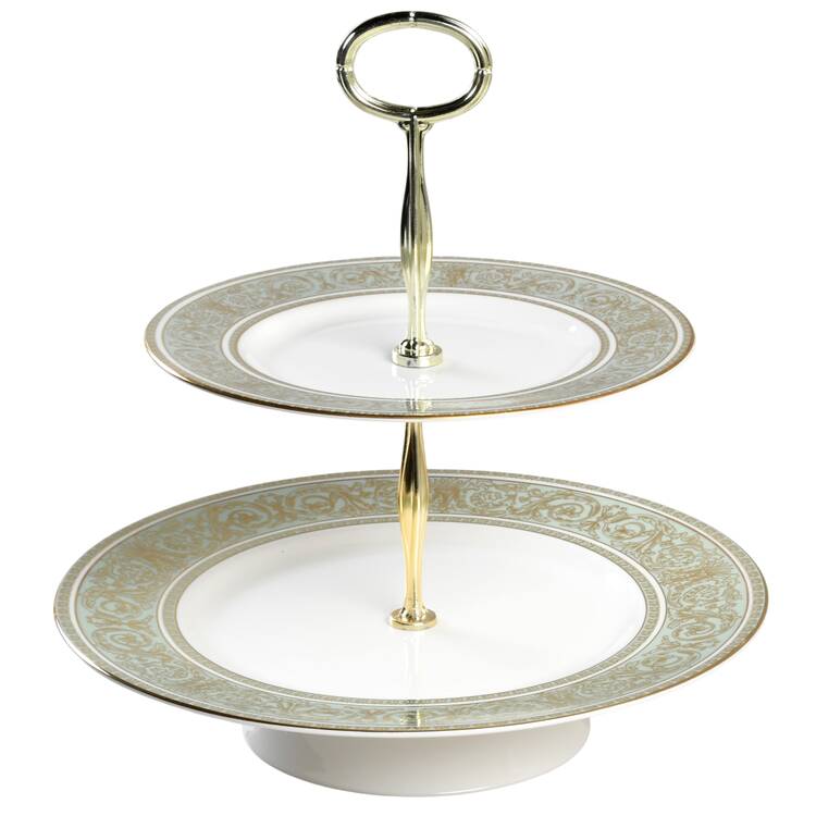 English Renaissance 11 1/4"  2 Tier Footed Serving Tray (DP,SP,FR) HC