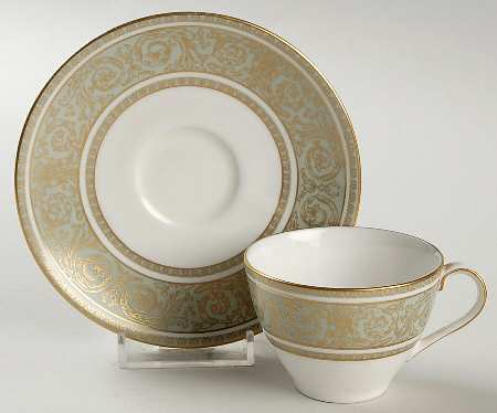 English Renaissance Flat Demitasse Cup & Saucer Set