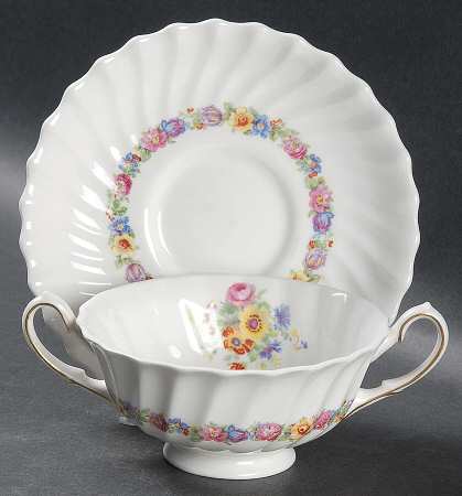 Evesham Footed Cream Soup Bowl & Saucer Set