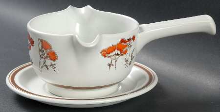 Fieldflower Stick Handle Gravy Boat & Saucer