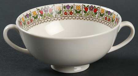 Fireglow Footed Cream Soup Bowl