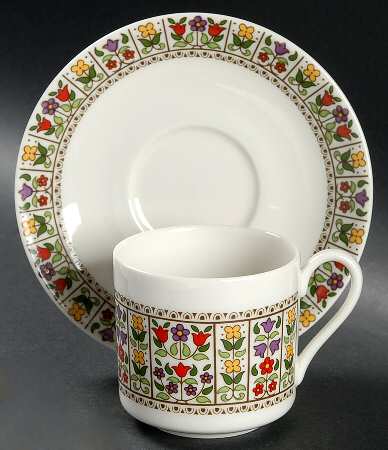 Fireglow Flat Demitasse Cup & Saucer Set