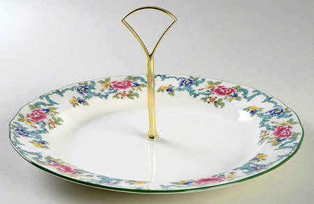 Floradora Green Round Serving Plate with Handle (DP)