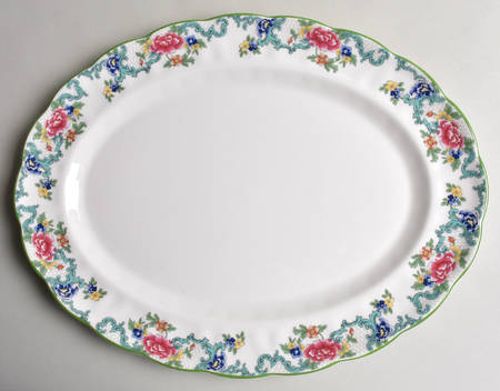 Floradora Green 16" Oval Serving Platter
