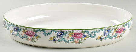 Floradora Green 14" Oval Pasta Serving Bowl