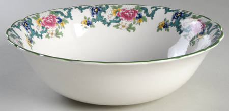 Floradora Green 10" Large Salad Serving Bowl
