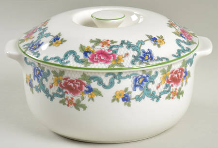 Floradora Green 1.5 Qt Round Covered Casserole