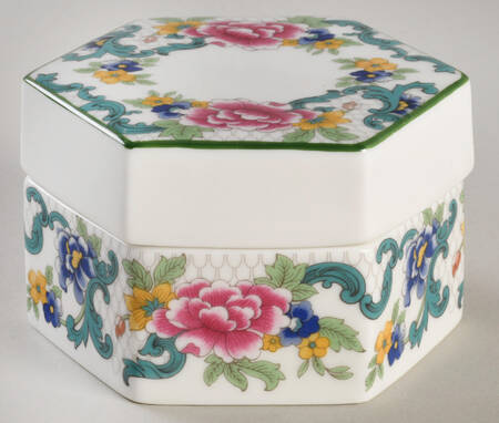 Floradora Green Hexagonal Box & Lid
