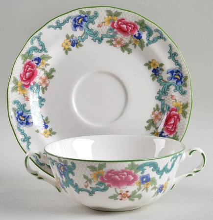 Floradora Green Flat Cream Soup & Saucer Set