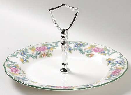 Floradora Green Round Serving Plate with Handle (SP)