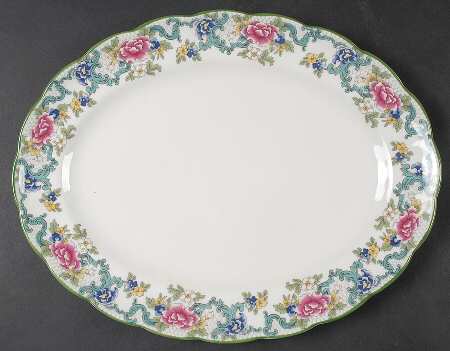Floradora Green 13" Oval Serving Platter