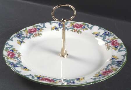 Floradora Green Round Serving Plate with Handle (DP)