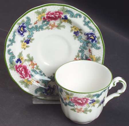Floradora Green Flat Demitasse Cup & Saucer Set