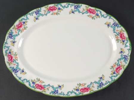 Floradora Green 16" Oval Serving Platter