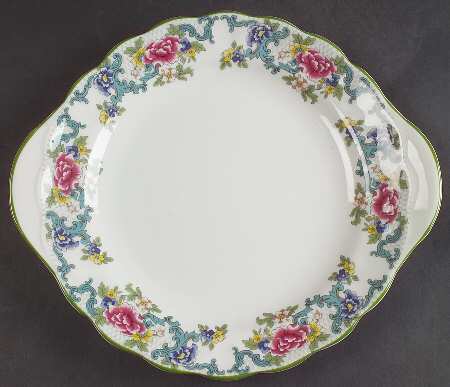 Floradora Green Handled Cake Plate