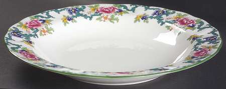Floradora Green Large Rim Soup Bowl