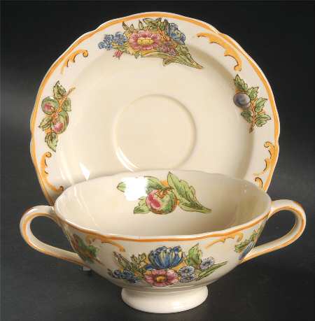 Floretta Footed Cream Soup Bowl & Saucer Set