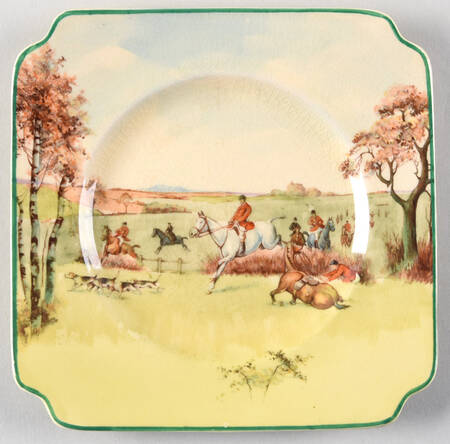 Fox Hunting A Square Bread & Butter Plate