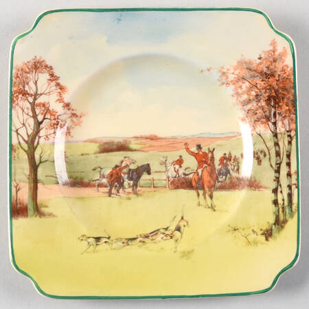 Fox Hunting A Square Bread & Butter Plate