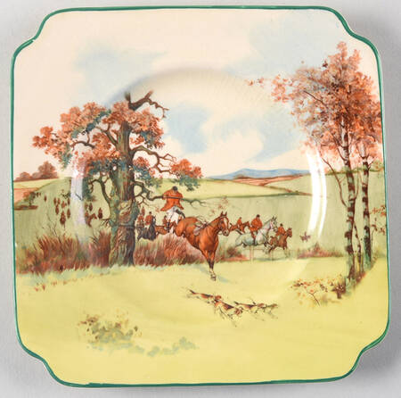 Fox Hunting A Square Bread & Butter Plate