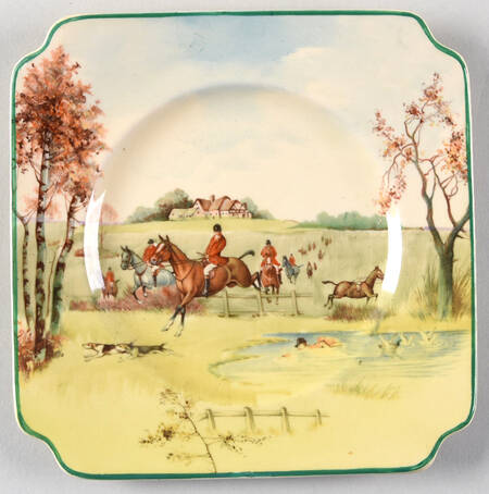 Fox Hunting A Square Bread & Butter Plate