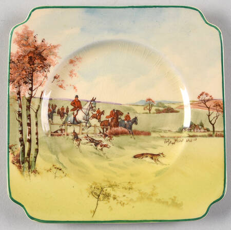 Fox Hunting A Square Bread & Butter Plate