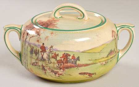 Fox Hunting A Sugar Bowl & Lid