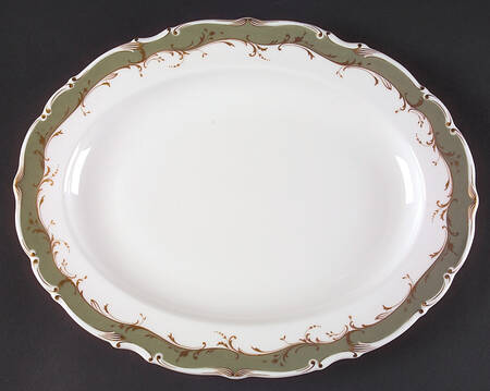 Fontainebleau Green 13" Oval Serving Platter
