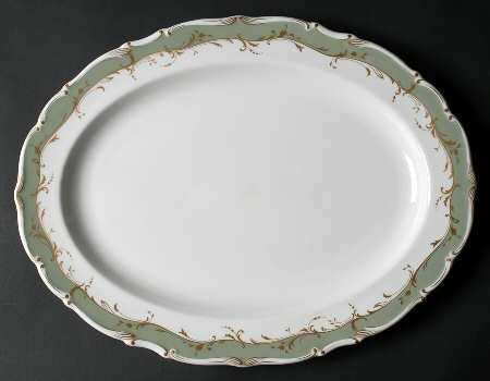 Fontainebleau Green 16" Oval Serving Platter