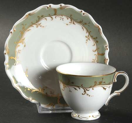 Fontainebleau Green Footed Demitasse Cup & Saucer Set