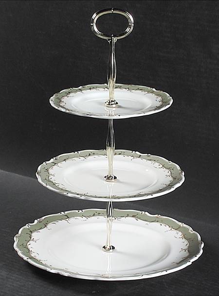 Fontainebleau Green 13 7/8"-14 1/4" 3-Tiered Serving Tray(DP,SP,BB) HC