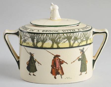 Gallant Fishers A Sugar Bowl & Lid