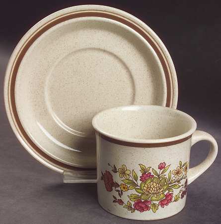 Gaiety Brown Flat Cup & Saucer Set